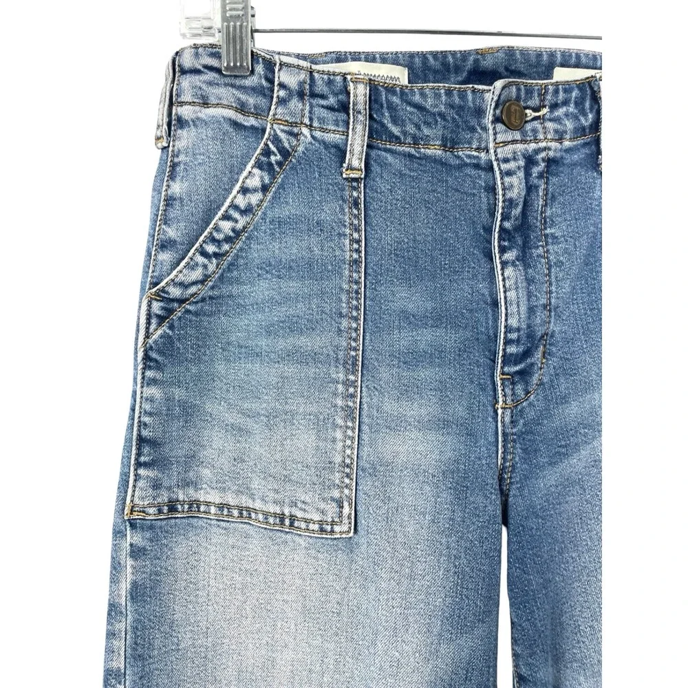 Anthropologie Pilcro High-Rise Crop Wide-Leg Jeans Size 29 blue boho utility